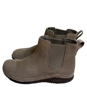 Chaco paonia Chelsea Boots Suede Wool Lined Ankle Boot Taupe Brown Women's 6